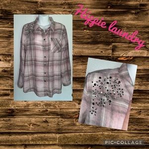 Hippie Laundry button down plaid shirt